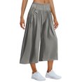 thumbnail image 5 of Women's Loose Wide Leg Track Pants Drawstring Pockets Elastic Waist Capri Hiking Pants with Big Ruched Pockets, 5 of 6