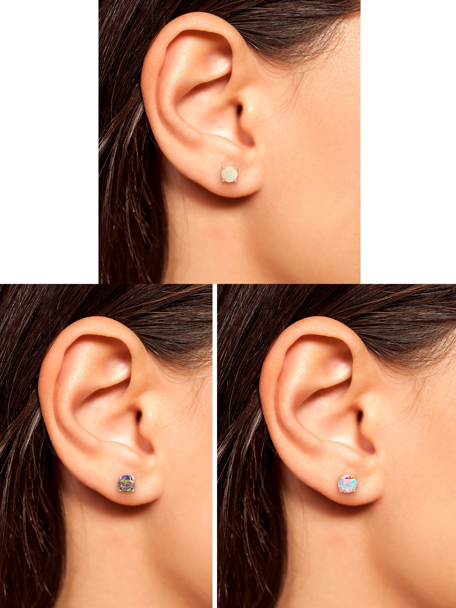 Believe by Brilliance-Women's 14kt plated, Cubic Zirconia Opal earring Set of 3