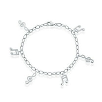 Sterling Silver 925 Musical Notes Charm Bracelet