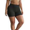 thumbnail image 2 of IUYRTFE Women Plus Size Solid Color High Waist Yoga Shorts Tight Stretch Fitness Pants for Summer Workout, 2 of 6