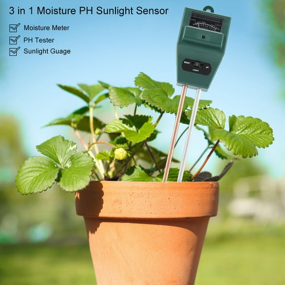 Cergrey 3 in 1 PH Tester Soil Water Moisture Light Test Meter Sunlight Sensor for Garden Plant Flower, 3 in 1 Sunlight Sensor, 3 in 1 Moisture Test Meter