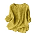 thumbnail image 2 of Endives Women's Embroidered Tops Solid Color Pleated Cotton Linen Shirts Blouse Spring Summer, 2 of 6