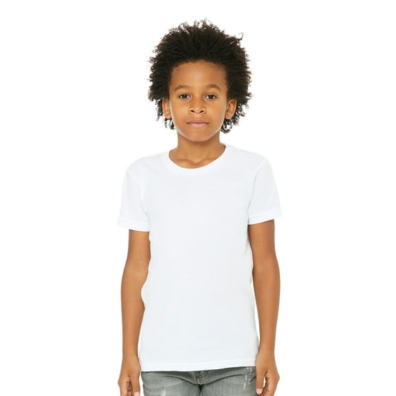 BELLA CANVAS Youth Unisex Short Sleeve Crew Neck T-Shirt for Crafting, White, Youth Small