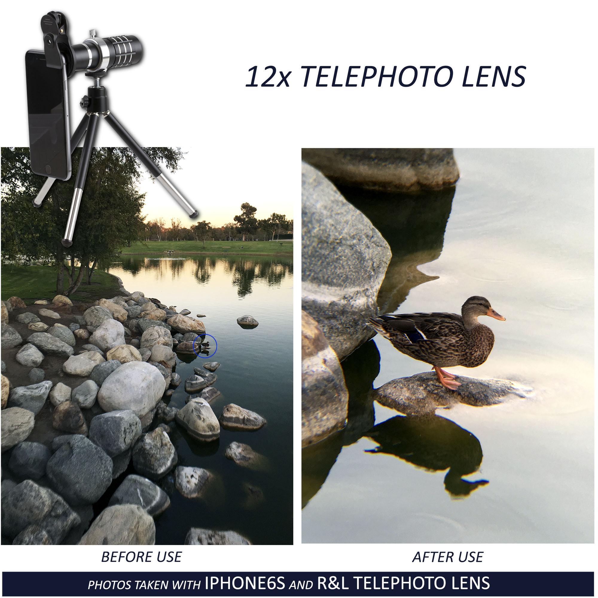 R&L Telephoto Lens for Smartphone, Mobile Camera Kit with 12X Telephoto, Wide Angle and Macro Lenses 3 in 1 - image 3 of 7