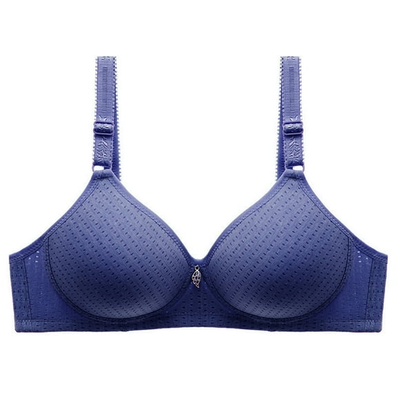 Ashirexll Brasieres Para Mujer, Seamless Bras for Women, Solid Color Breathable Gathering Full-Coverage Wirefree Bra Navy XL
