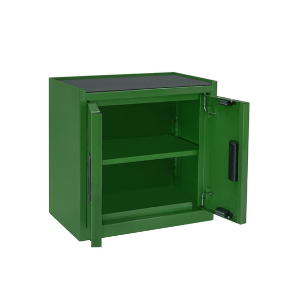 Hyper Tough Mini Tool Cabinet, 11.6 in Steel Storage, Green, Double Doors, Non-Slip Top Mat