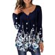thumbnail image 5 of sweethay Camisa de mujer Poliéster Cuello en V Estampado de flores Lavable Adorable Elegante Blusa Interior Exterior Oficina en casa Camisas Type24 NO24, 5 of 6