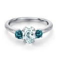thumbnail image 3 of Gem Stone King 925 Sterling Silver Sky Blue Aquamarine and London Blue Topaz Engagement Ring for Women | 1.19 Cttw | Oval 7X5MM | Gemstone March Birthstone | Size 7, 3 of 6