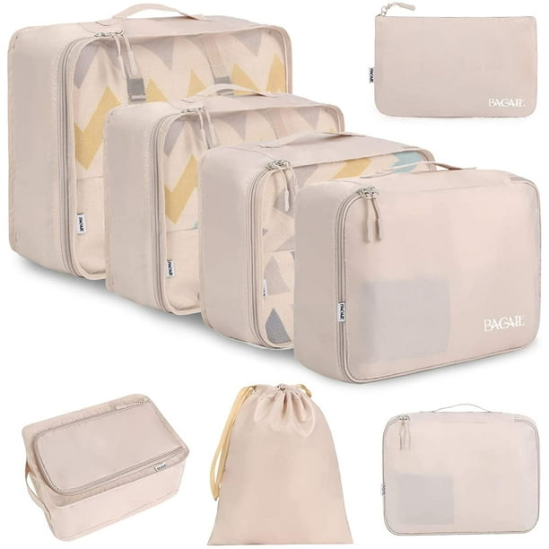 Set organisateur de valise 8 pièces, Cubes d'emballage Compression pour sac  à dos et