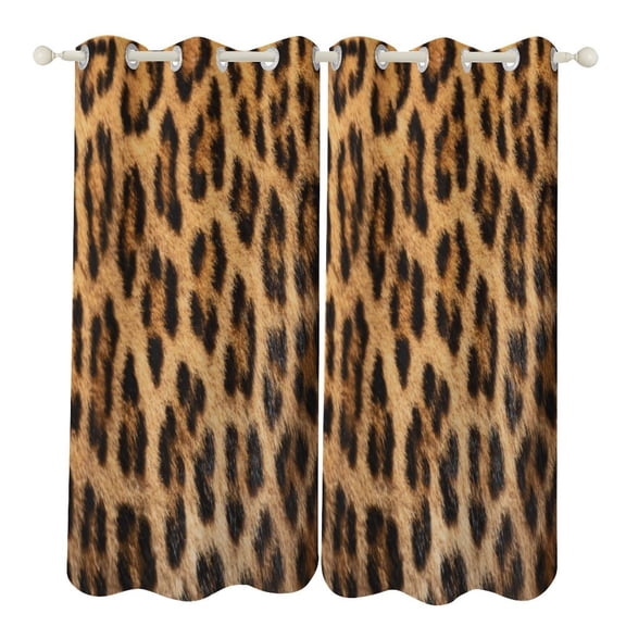 Brown Leopard Print 2 Panels Blackout Curtains for Bedroom Living Room Drapes Kitchen Room Window Blackout Curtain Grommet