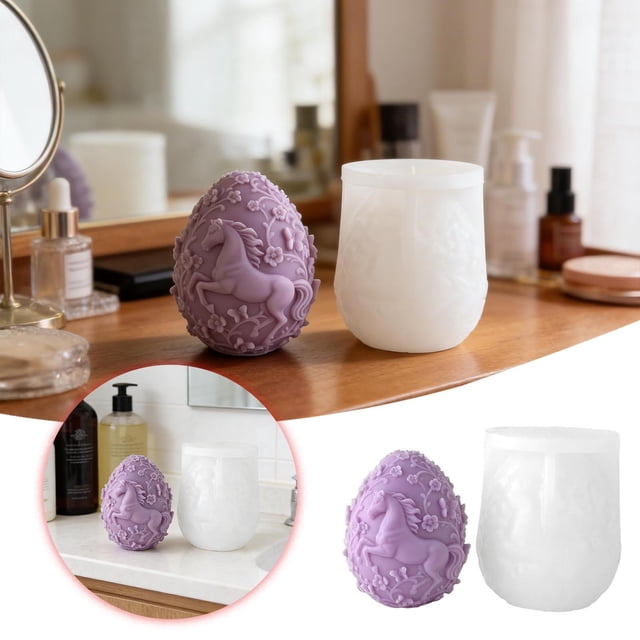 Décoration Cheval et Oeuf / Oeuf /Bougie / Conception Résistante à la Chaleur Antiadhésive pour Cuisson, Convient au Chocolat, au Fondant, au Savon et à la Résine.
