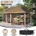 thumbnail image 5 of HOTEEL 10x20 Pop Up Gazebo with Netting, 241 sq ft Extra Large Shade Area Canopy Tent with with 3-Level Adjustable Height, Portable Party Tent for Backyard, Patio, Event, Brown, 5 of 9
