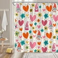 thumbnail image 2 of Valentine''s Day RV Shower Curtain Small Stall,Colorful Heart Flower Boho Cute Gnome Eff Love Couple Sweet Romantic Bathroom Decor Curtain with Hooks,, 2 of 6