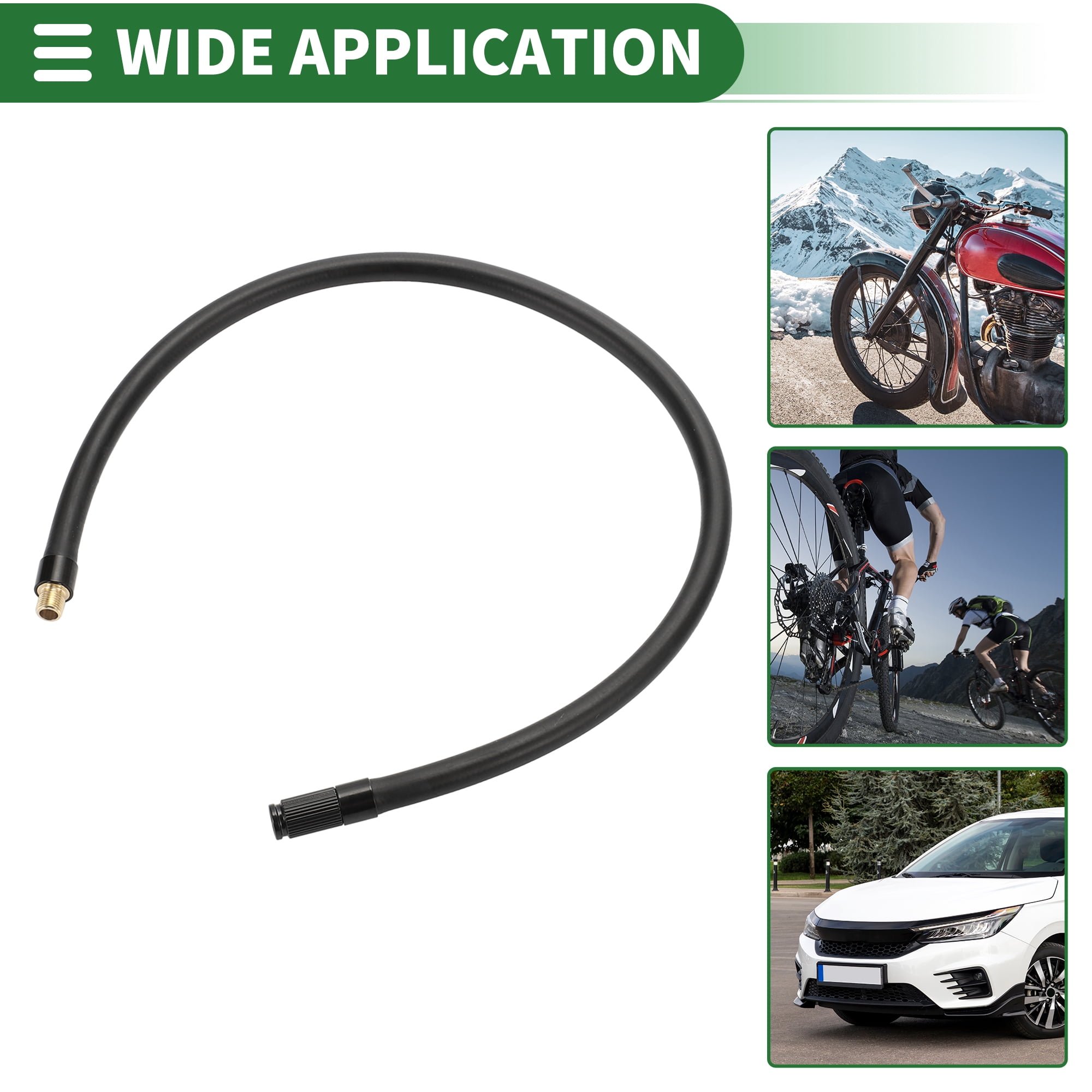 Unique Bargains Tire Inflator Extension Tube Air Pump Hose Adapter 19.69inch Rubber