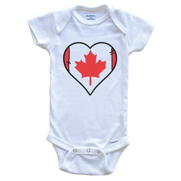 Canada Heart Canadian Flag Baby Bodysuit