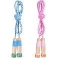 thumbnail image 2 of Cuerda para saltar para niños y adultos, ajustable, con mango de madera, antideslizante, de algodón, de colores, para niños y niñas, para entrenamiento físico, actividades al aire libre, 2 of 5