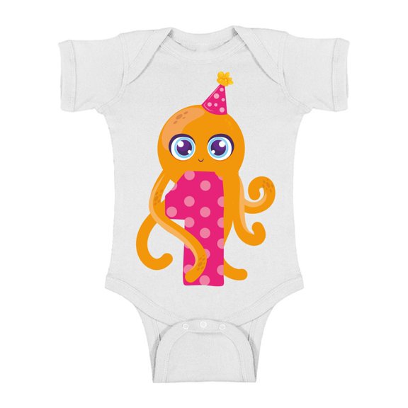 Awkward Styles 1st Birthday Baby Bodysuit Cute Octopus Romper