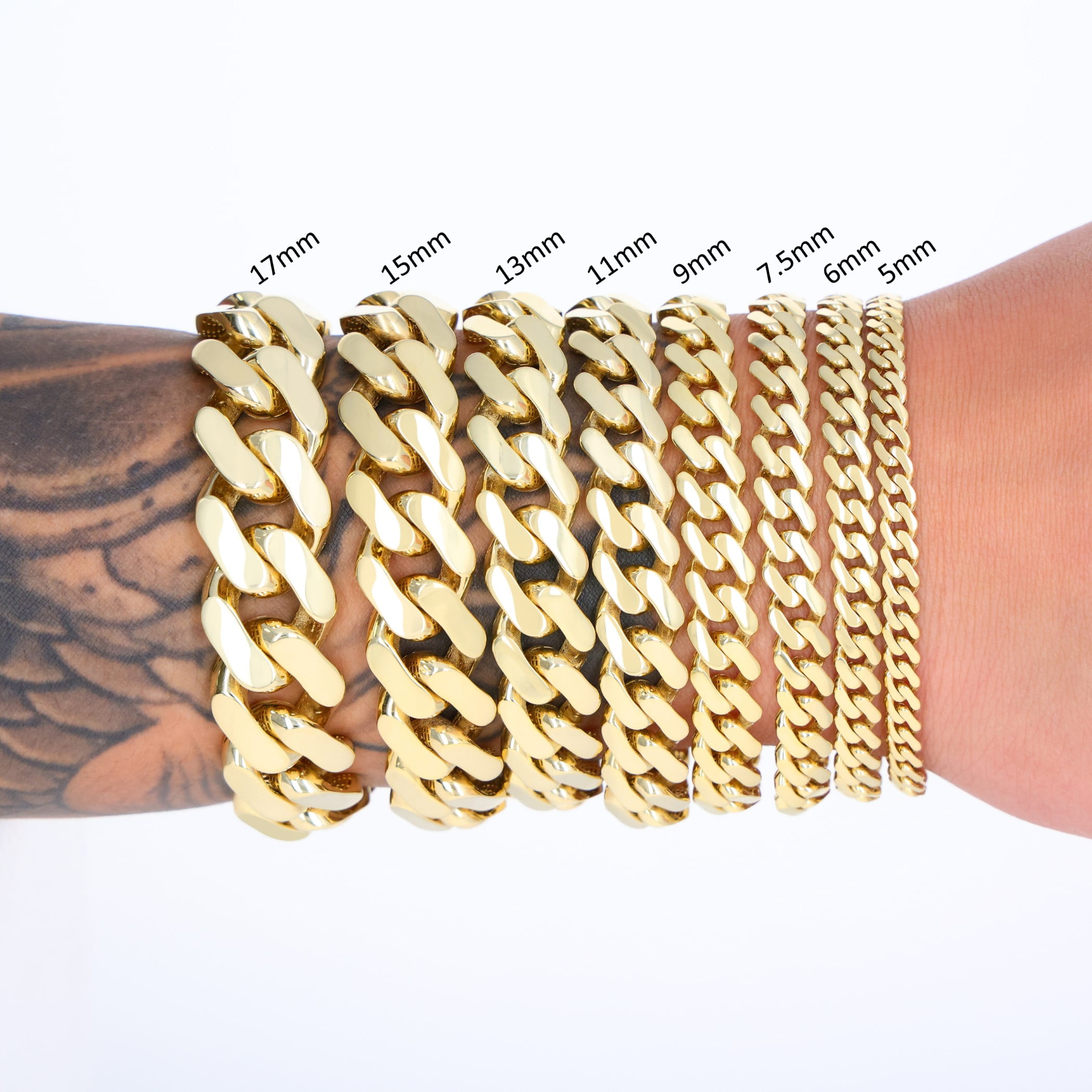 Nuragold 14k Real Yellow Gold Royal Monaco Miami Cuban Link Bracelet 7"-9" (5mm-17mm) Italian Jewelry for Men & Women