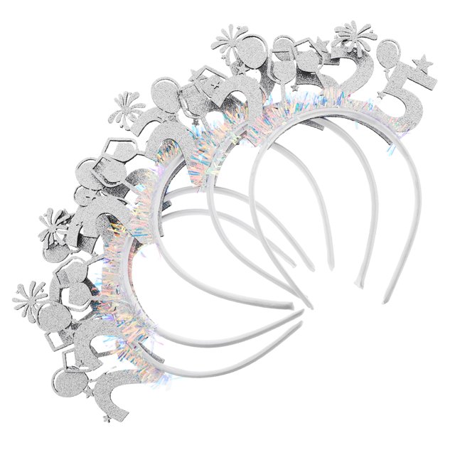 KAKOWELY 5 diademas de Año Nuevo para decorar fiestas de Nochevieja, accesorios para fotos festivas, tocados de fiesta y diademas de Año Nuevo.