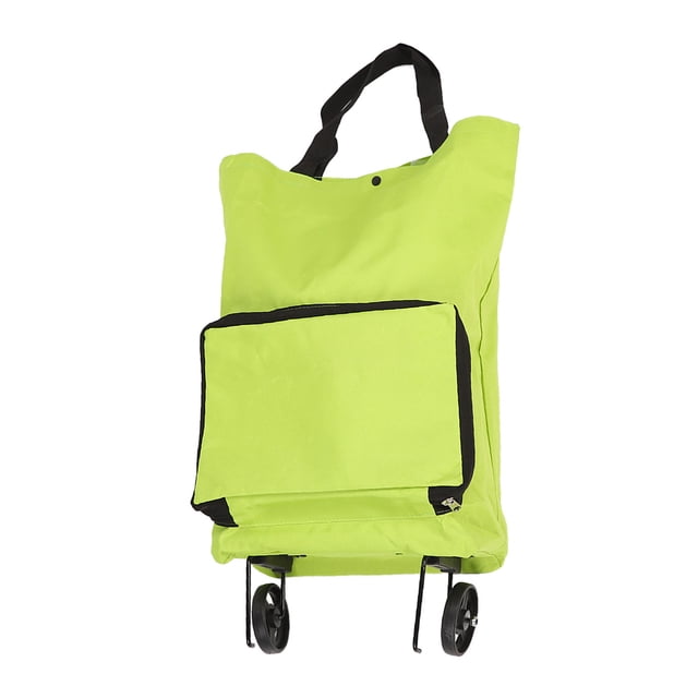 Sac de Chariot Pliable, Sac de Chariot d'Épicerie Pliable Réutilisable Multifonction Robuste en Tissu Oxford Portable avec Roues pour Pique-Niques Vert