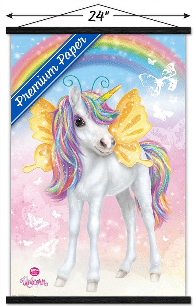 Animal Club - Unicorn Wall Poster with Wooden Magnetic Frame, 22.375" x 34"