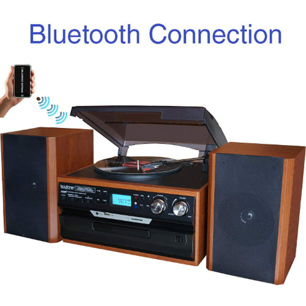 Eggplant Shopkeeper the wind is strong Boytone BT-24MB Bluetooth Classic Style Record Player Turntable with AM/FM  Radio, CD/Cassette Player, 2 Separate Stereo Speakers, Record from Vinyl,  Radio, and Cassette to MP3, SD Slot, USB, AUX. - Walmart.com