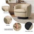 thumbnail image 3 of UIXE Swivel Barrel Accent Chair, Comfy Modern Upholstered Round Faux Leather Reading Arm Chair for Living Room, Bedroom (Cream, Set of 1), 3 of 7
