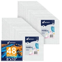 Artkey White Canvas Panels 8x10 inch 48-Pack, Acid-Free 100% Cotton Paint Canvases Boards for Painting for Adult