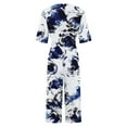 thumbnail image 4 of Roncen Women's Printed Jumpsuit - Casual Short Sleeve V-Neck Back Zipper Closure Romper with Side Pockets, 4 of 5