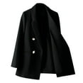 thumbnail image 3 of NIUREDLTD Women's Suit Jacket Casual Long Sleeve Solid Color Office Coat Double-Breasted Notched Lapel Blazer Jacket With Pockets Black S, 3 of 7