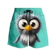 thumbnail image 4 of BRGZLK Mens Beach Shorts Summer Drawstring Waist Funny Big Eyed Bird Expression Print Summer Swim Trunks Novelty Beachwear Vacation Shorts with Pockets, 4 of 6