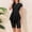 Black, variant on Naittoop Womens Two Pieces Modest Swimwear Solid Color Bathing Suit Short Sleeve Zip Rash Guard Shirt with Swim Pants