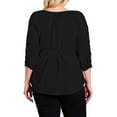 thumbnail image 2 of eVogues Plus Size Waist Tie Hi-Lo Hem Top Black, 2 of 5