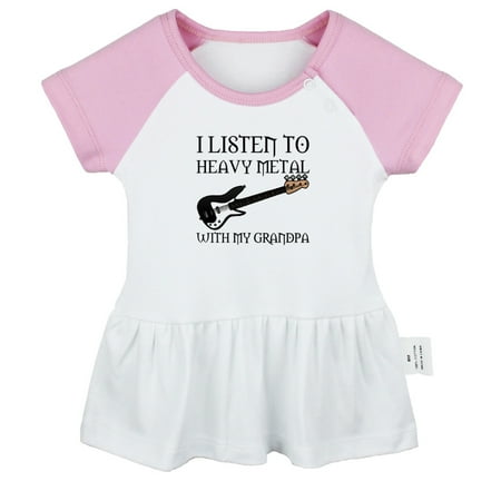 

I Listen To Heavy Metal With My Grandpa Novelty Dresses For Baby Newborn Babies Skirts Infant Princess Dress 0-24M Kids Graphic Clothes (Pink Raglan Dresses 0-6 Months)