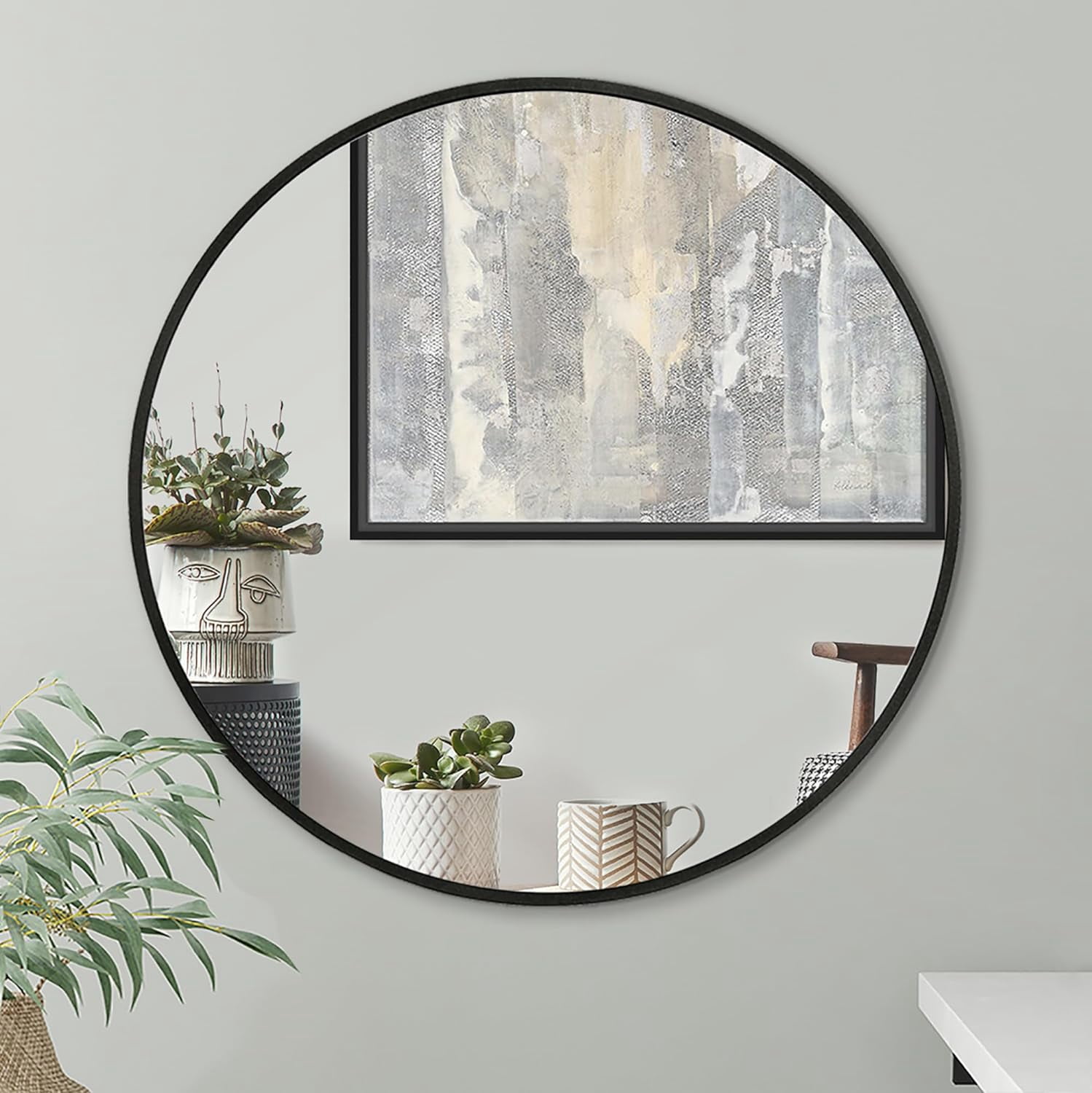 Americanflat Framed Black Round Mirror 32" - Circle Mirror for Bathroom, Bedroom, Entryway, Living Room - Large Circular Modern Mirror for Wall Decor