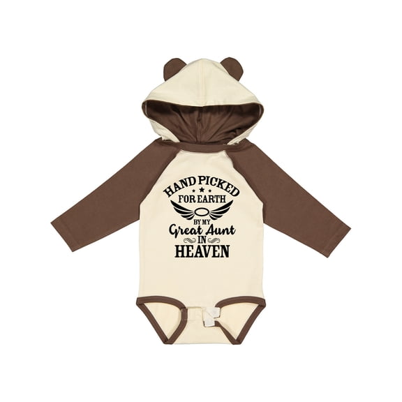 Inktastic Handpicked for Earth by My Great Aunt in Heaven Boys or Girls Long Sleeve Baby Bodysuit