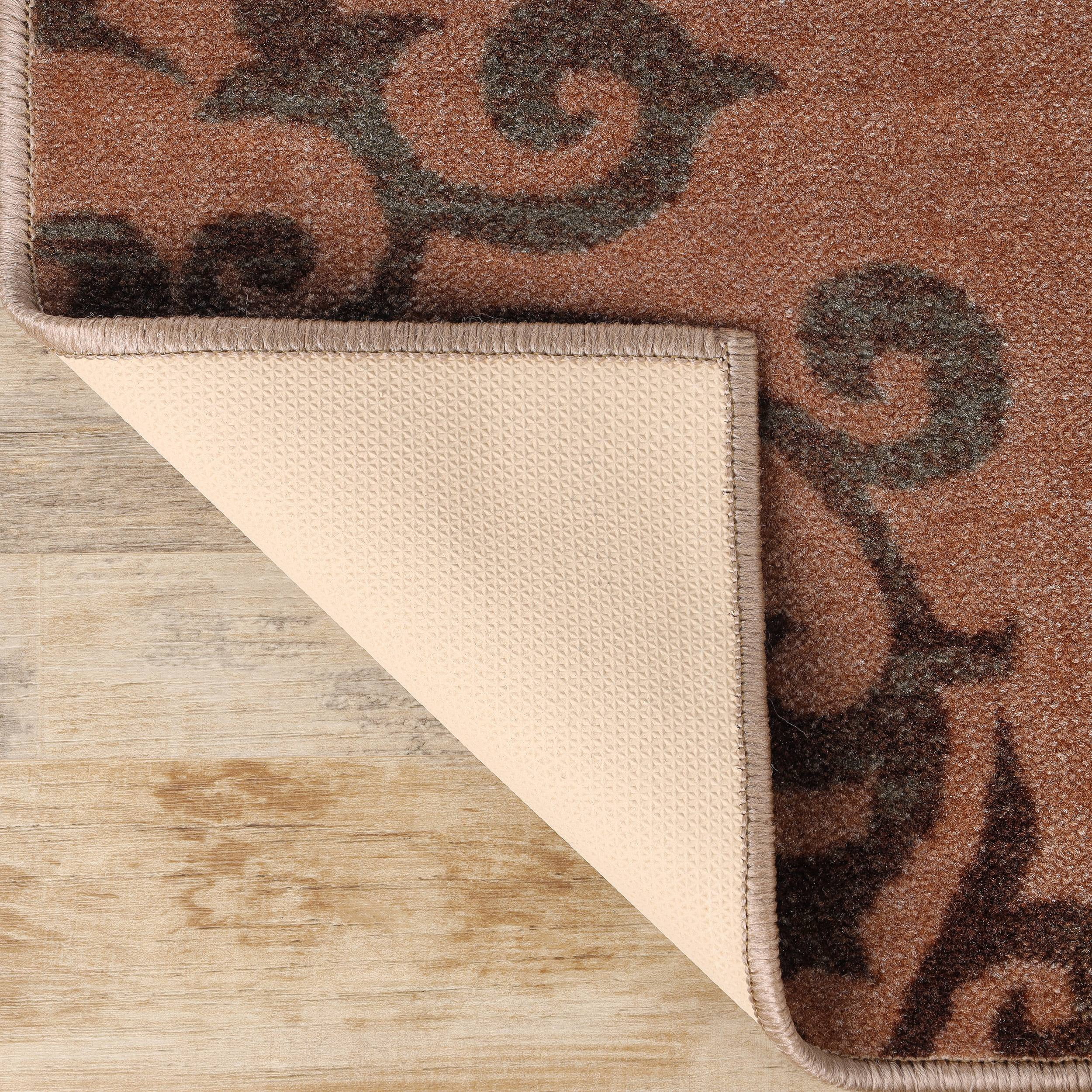 Superior Amber Floral Non-Slip Indoor Area Rug, 5' x 8', Camel
