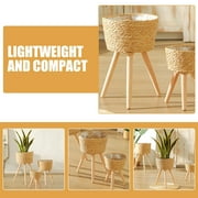 Plant Pot Rack Pots Stand Floor Planter Wicker Flower Stool Kitchen Decorations Corner Frame Wooden
