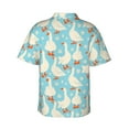 thumbnail image 3 of Daiia White Geese and Flower Hawaiian Shirt for Men Gentle Cotton Regular Short Sleeve Casual-XX-Large, 3 of 9