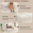 thumbnail image 6 of 81" Oversized Chaise Lounge Chair Indoor, Holaki Fluffy Corduroy Upholstered Springs Loveseat Sofa Bed with Ottoman & Pillows, Modern Comfy Cloud Sofas Couches for Living Room, Bedroom, Beige, 6 of 8
