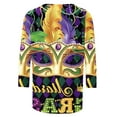 thumbnail image 5 of Lilgiuy 3/4 Sleeve Plus Size Shirts Womens 2024 New Mardi Gras Carnival Tshirts Colorful Loose Dressy Blouses Trendy Crewneck Basic Tops for Going Out, 5 of 5