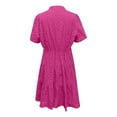 thumbnail image 3 of Chiccall Womens Summer Lace Ruffle Dresses Eyelet Casual Flowy V Neck Short Sleeve Tunic Dress Hot Pink S, 3 of 4