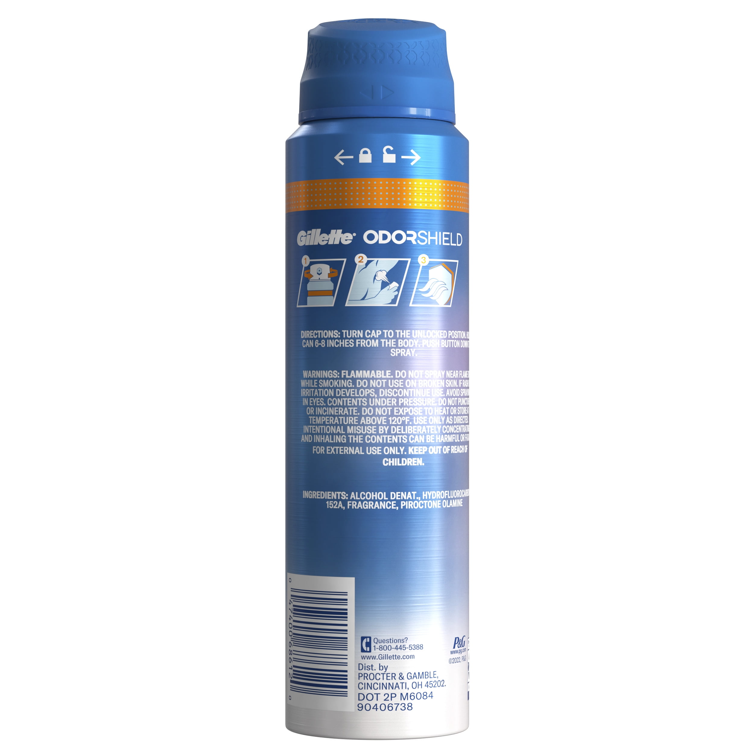 Gillette Aluminum Free Men's Deodorant ODOR SHIELD Spray Glacier Water + Sandalwood, 4.3oz