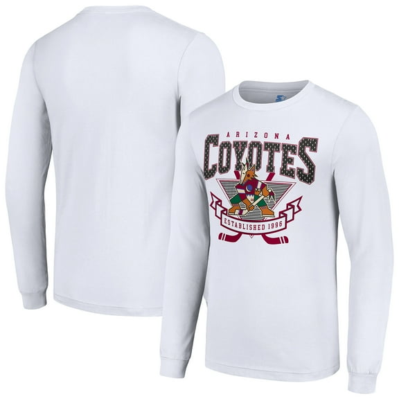 Men's Starter White Arizona Coyotes Team Logo Graphic Long Sleeve T-Shirt