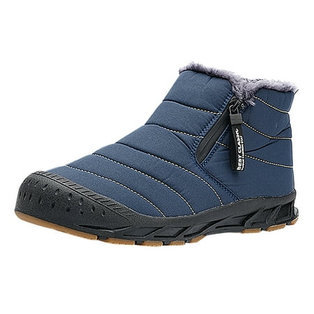 XDDST Boots for Men Winter Oversized Men Snow Boots High Top Non Slip Durable Thick Sole Warm Plush Cotton Boots Warm Fur Lined Winter Snow Boots Winter Warm Shoes Fuzzy