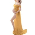 thumbnail image 3 of pitrice Robe de Maternité pour Photographie, Épaules Dénudées, Robe Longue en Mousseline, devant, Grossesse, Longues Robes, Femmes, Accessoire de Séance Photo, Prise de Vue, Jaune, m, 3 of 6
