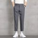 thumbnail image 3 of Pantalones de oficina rectos y elásticos de 9 pulgadas recortados para hombre, pantalones de trabajo para hombre, pantalones de traje elásticos con trenzas, ajustados, baratos, para vestir, informales, 3 of 5