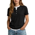 thumbnail image 2 of Kelon Dresses for Women Short Sleeve Shirts Henley Summer Loose Fit Tops Trendy Dressy Blouses Shirts, M, 2 of 6