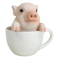 Ebros Adorable Babe Teacup Pig Figurine 5.25"H Realistic Animal Collectible