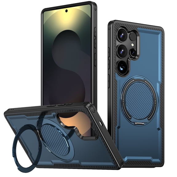Designed for Samsung Galaxy S26 Ultra Case with Kickstand [Military Grade Drop Protection] [Magnetic Compatible with Mag-Safe] Shockproof Phone Case with Secure Ring Holder, Blue